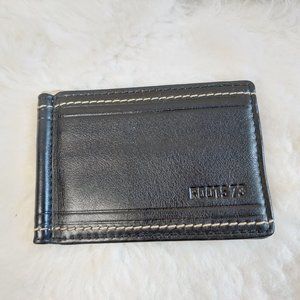 Roots 73 Unsex's Black Leather Short Wallet